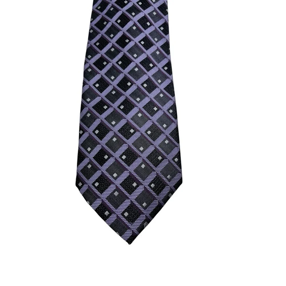 Antonio Fellini Men's 100% Silk  Neck Tie Purple Gray Black